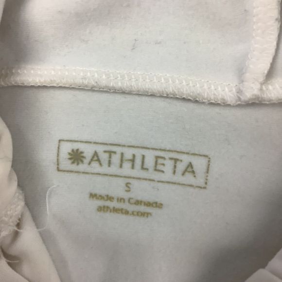 Athleta Top Women's S Small White Orange Pink Pullover 1/4 Zip Hooded Thumbholes - Picture 5 of 10